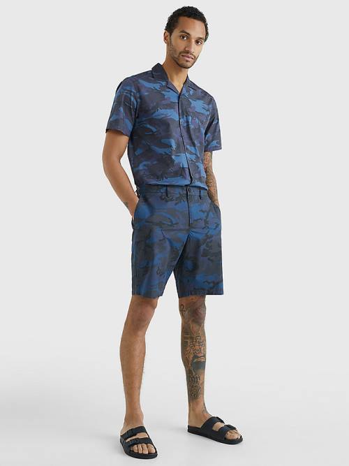 Blue Tommy Hilfiger Harlem Relaxed Camo Print Chino Men's Shorts | TH041ERU