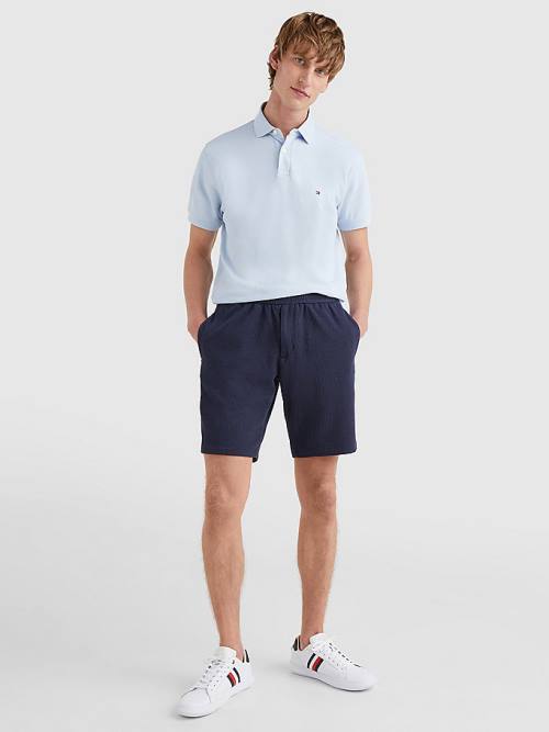 Blue Tommy Hilfiger Harlem Relaxed Fit Seersucker Men's Shorts | TH479MUZ