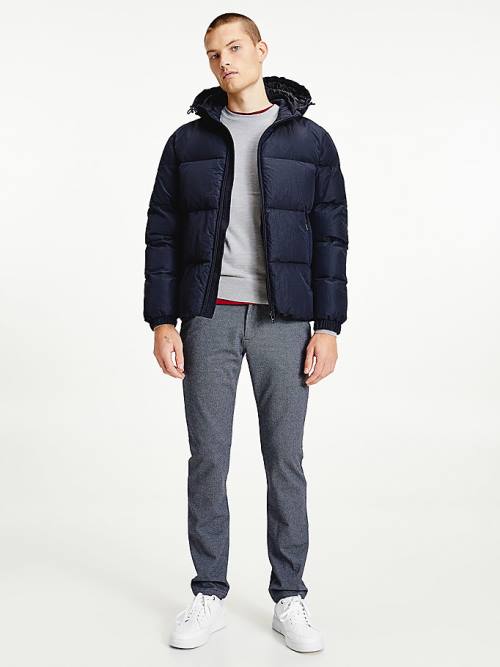 Blue Tommy Hilfiger High Loft Removable Hood Puffer Men's Jackets | TH274UYS