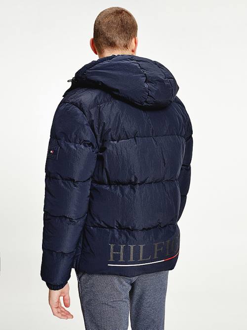 Blue Tommy Hilfiger High Loft Removable Hood Puffer Men's Jackets | TH274UYS