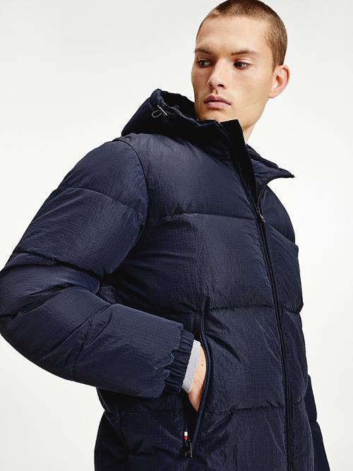 Blue Tommy Hilfiger High Loft Removable Hood Puffer Men's Jackets | TH274UYS