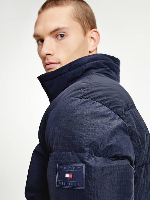 Blue Tommy Hilfiger High Loft Removable Hood Puffer Men's Jackets | TH274UYS