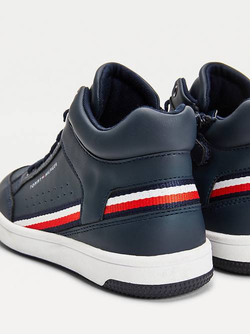 Blue Tommy Hilfiger High-Top Lace-Up Boys' Sneakers | TH405DLS