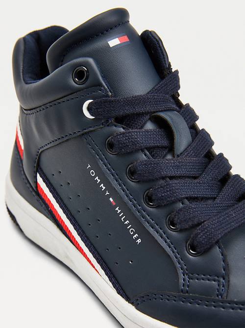 Blue Tommy Hilfiger High-Top Lace-Up Boys' Sneakers | TH405DLS