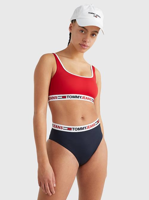 Blue Tommy Hilfiger High Waist Cheeky Bikini Bottoms Women's Swimwear | TH294FNE