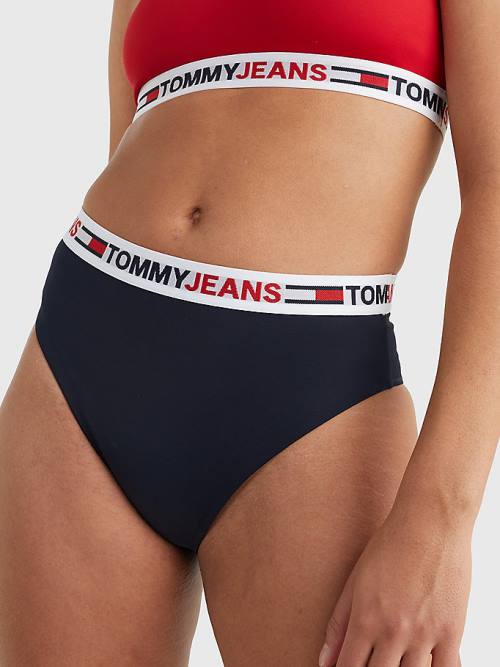 Blue Tommy Hilfiger High Waist Cheeky Bikini Bottoms Women\'s Swimwear | TH294FNE