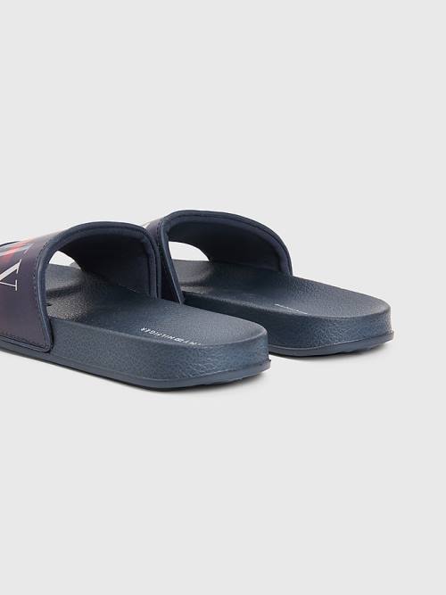 Blue Tommy Hilfiger Holographic Logo Pool Slides Boys' Sandals | TH634FHA