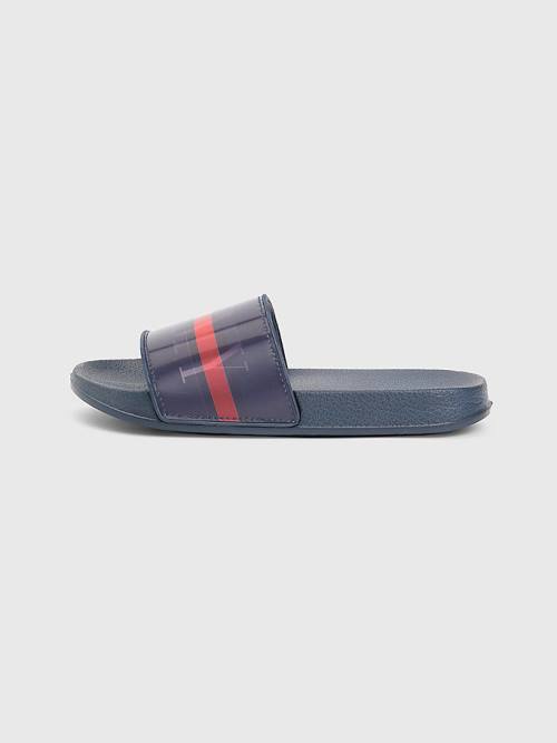 Blue Tommy Hilfiger Holographic Logo Pool Slides Boys' Sandals | TH634FHA