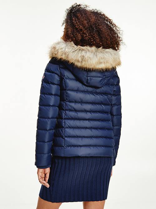 Blue Tommy Hilfiger Hooded Down Women's Jackets | TH764MCZ