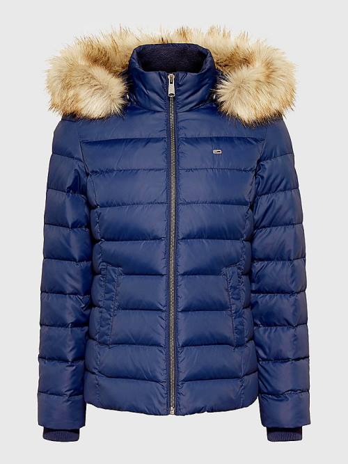 Blue Tommy Hilfiger Hooded Down Women's Jackets | TH764MCZ