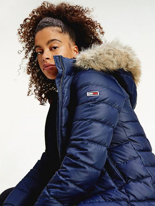 Blue Tommy Hilfiger Hooded Down Women's Jackets | TH764MCZ