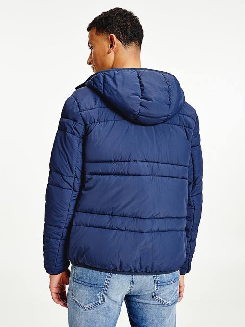 Blue Tommy Hilfiger Hooded Quilted Puffer Men's Jackets | TH165DSN