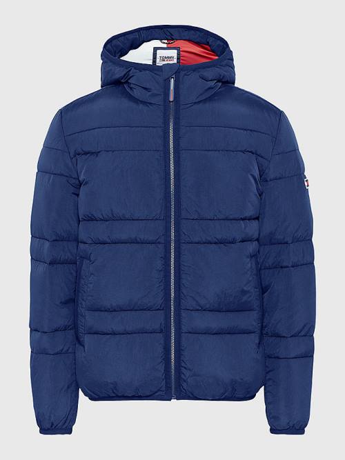 Blue Tommy Hilfiger Hooded Quilted Puffer Men's Jackets | TH165DSN