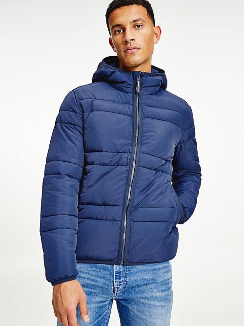 Blue Tommy Hilfiger Hooded Quilted Puffer Men\'s Jackets | TH165DSN