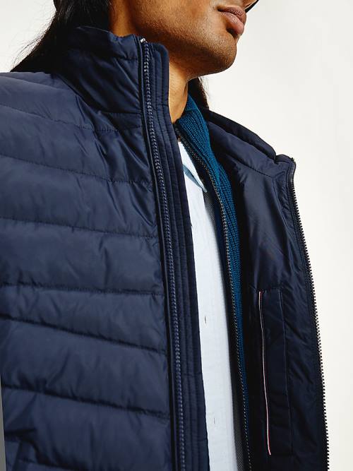 Blue Tommy Hilfiger Hooded Tape Puffer Men's Jackets | TH190TGF