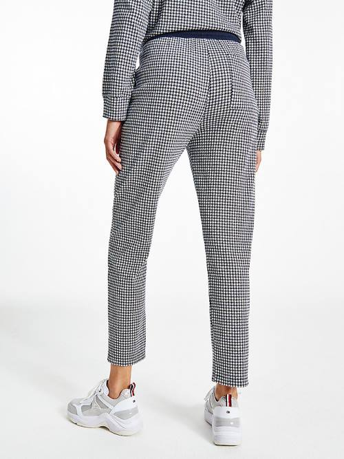 Blue Tommy Hilfiger Houndstooth Jacquard Tapered Joggers Women's Pants | TH126QJR