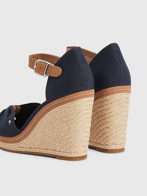 Blue Tommy Hilfiger Iconic High Wedge Espadrille Women's Sandals | TH576EXZ