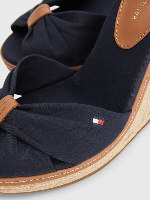 Blue Tommy Hilfiger Iconic High Wedge Espadrille Women's Sandals | TH576EXZ