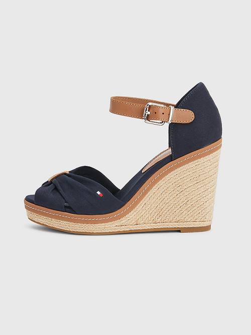 Blue Tommy Hilfiger Iconic High Wedge Espadrille Women's Sandals | TH576EXZ