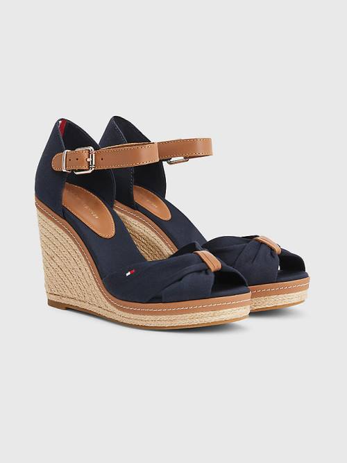 Blue Tommy Hilfiger Iconic High Wedge Espadrille Women\'s Sandals | TH576EXZ