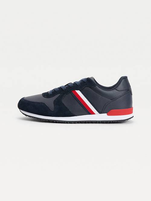 Blue Tommy Hilfiger Iconic Leather Retro Running Men's Sneakers | TH023RPZ