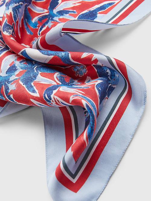 Blue Tommy Hilfiger Iconic Print Silk Bandana Women's Scarves | TH587THO