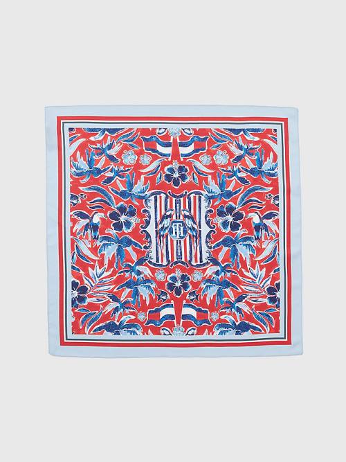 Blue Tommy Hilfiger Iconic Print Silk Bandana Women\'s Scarves | TH587THO