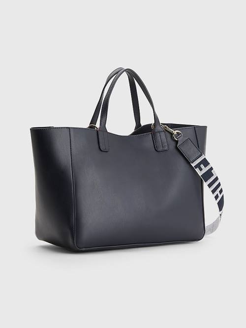 Blue Tommy Hilfiger Iconic Signature Satchel Women's Bags | TH875GFV