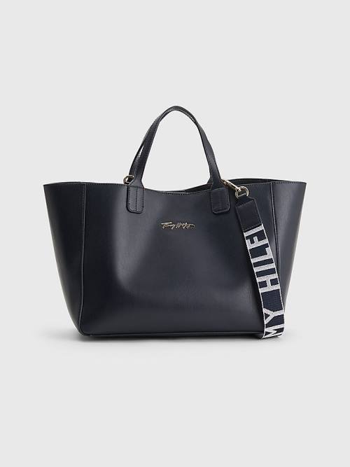 Blue Tommy Hilfiger Iconic Signature Satchel Women\'s Bags | TH875GFV