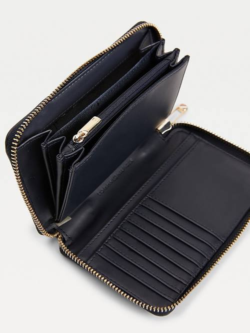 Blue Tommy Hilfiger Iconic Signature Zip-Around Women's Wallets | TH934DFZ