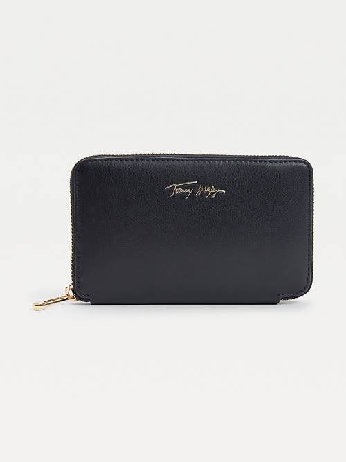 Blue Tommy Hilfiger Iconic Signature Zip-Around Women\'s Wallets | TH934DFZ