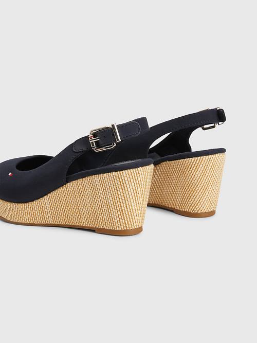 Blue Tommy Hilfiger Iconic Slingback Espadrille Wedges Women's Sandals | TH645DUI