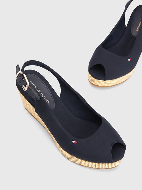 Blue Tommy Hilfiger Iconic Slingback Espadrille Wedges Women's Sandals | TH645DUI