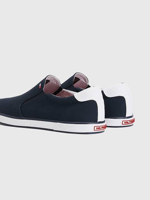 Blue Tommy Hilfiger Iconic Slip-On Canvas Men's Sneakers | TH358XZM