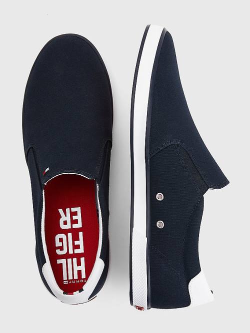 Blue Tommy Hilfiger Iconic Slip-On Canvas Men's Sneakers | TH358XZM