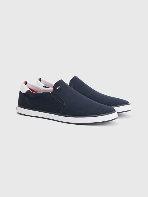 Blue Tommy Hilfiger Iconic Slip-On Canvas Men\'s Sneakers | TH358XZM