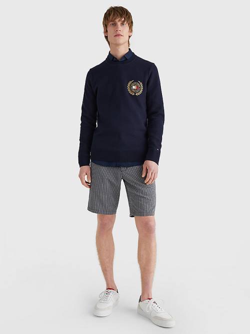 Blue Tommy Hilfiger Icons Crest Embroidery Jumper Men's Sweaters | TH781FVB