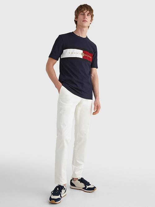 Blue Tommy Hilfiger Icons Crest Men's T Shirts | TH395NGH