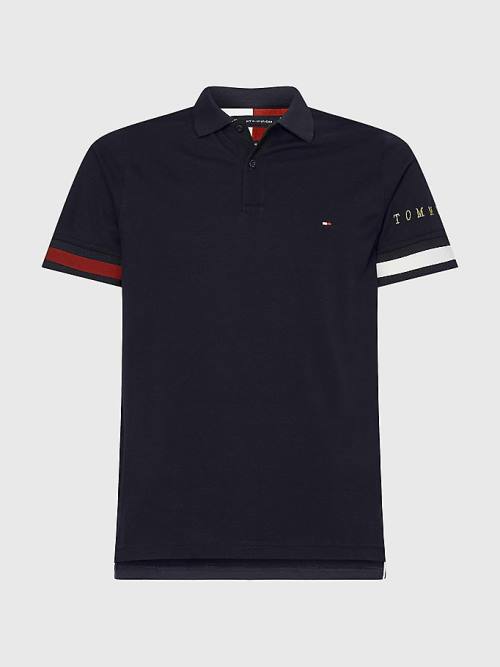 Blue Tommy Hilfiger Icons Flag Slim Fit Men's Polo Shirts | TH451MTZ