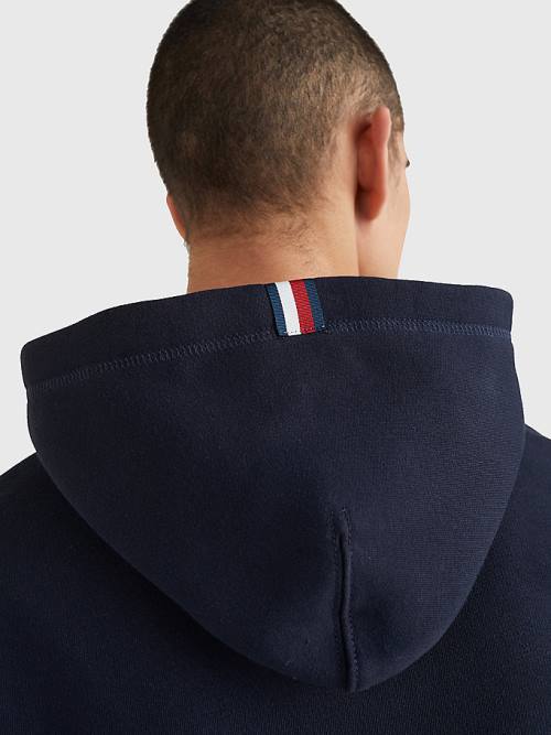 Blue Tommy Hilfiger Icons Logo Embroidery Relaxed Fit Men's Hoodie | TH421EOR