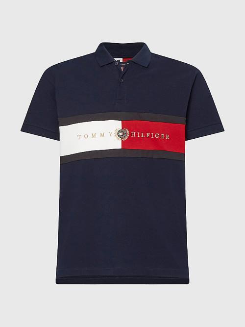 Blue Tommy Hilfiger Icons Logo Regular Fit Men's Polo Shirts | TH426HVG