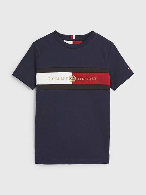 Blue Tommy Hilfiger Icons Organic Cotton Logo Boys\' T Shirts | TH236INO