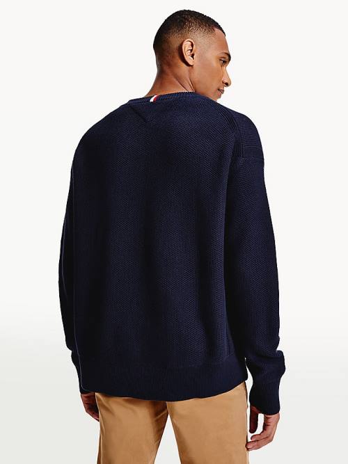 Blue Tommy Hilfiger Icons Oversized Structured Jumper Men's Sweaters | TH596LJF