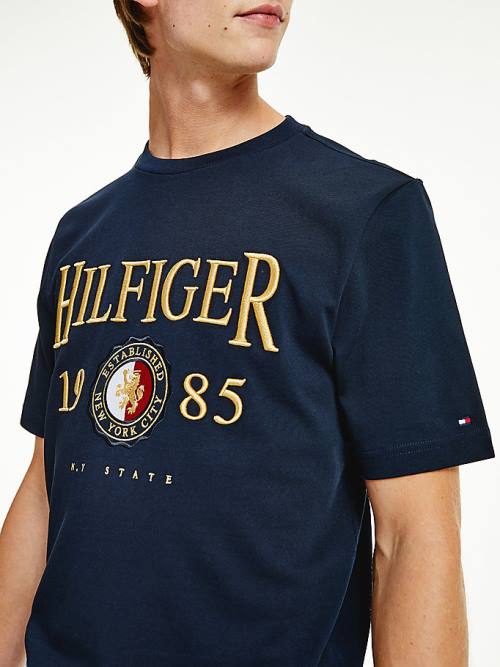 Blue Tommy Hilfiger Icons Relaxed Fit Men's T Shirts | TH254XMJ