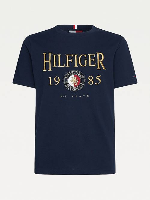 Blue Tommy Hilfiger Icons Relaxed Fit Men's T Shirts | TH254XMJ