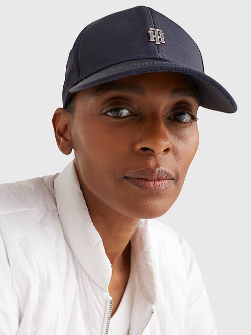 Blue Tommy Hilfiger Interlock Plaque Cap Women's Hats | TH930PDN