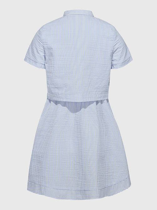 Blue Tommy Hilfiger Ithaca Stripe Shirt Girls' Dress | TH846DRK