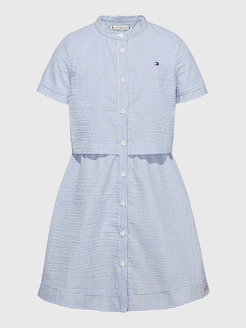 Blue Tommy Hilfiger Ithaca Stripe Shirt Girls\' Dress | TH846DRK