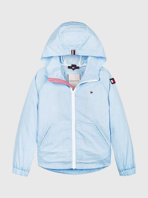 Blue Tommy Hilfiger Ithaca Stripe Windbreaker Girls\' Jackets | TH572IFM