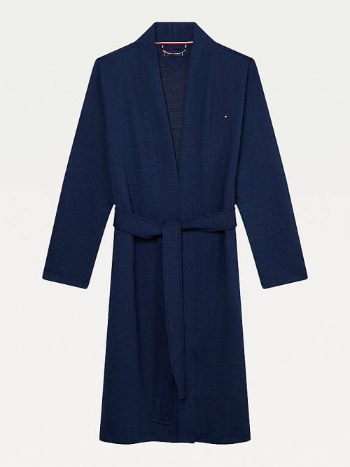 Blue Tommy Hilfiger Jacquard Bathrobe Men's Pyjamas | TH184KHC